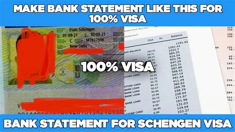 schengen visa bank statement amount